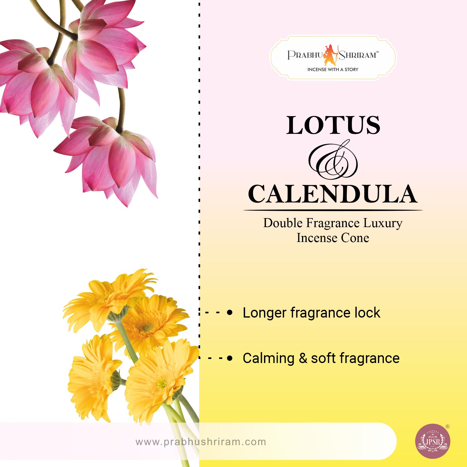 JPSR Prabhu Shriram Lotus & Calendula Pyramid Luxury Incense Cones