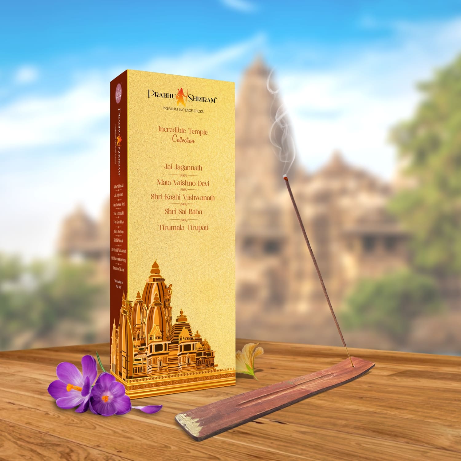 JPSR Prabhu Shriram Incredible Temple Premium Incense Sticks Gift Box – Pack of 5 Temple
