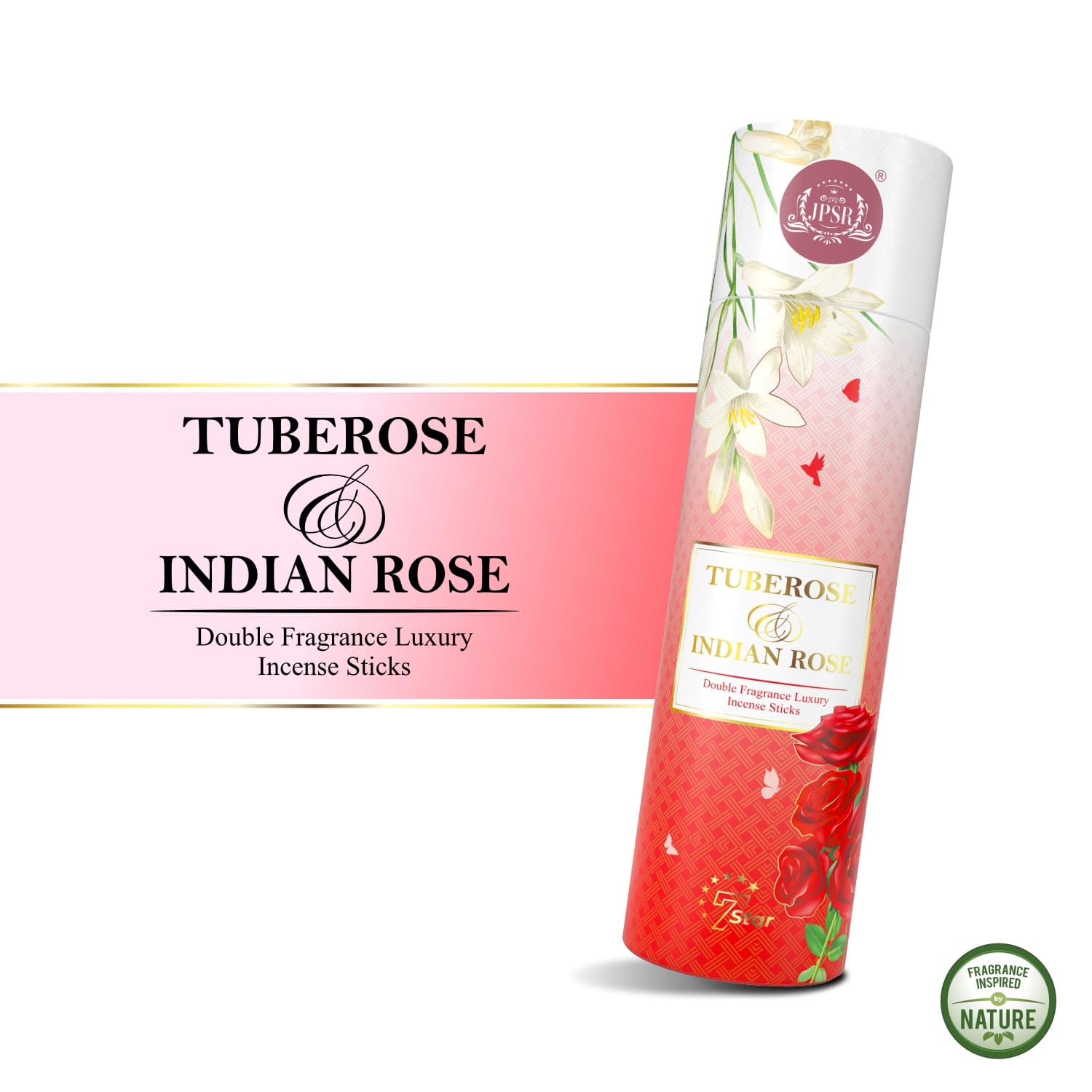 JPSR Flora Fusion Collection Tuberose & Indian Rose Luxury Double Fragrance Incense Sticks