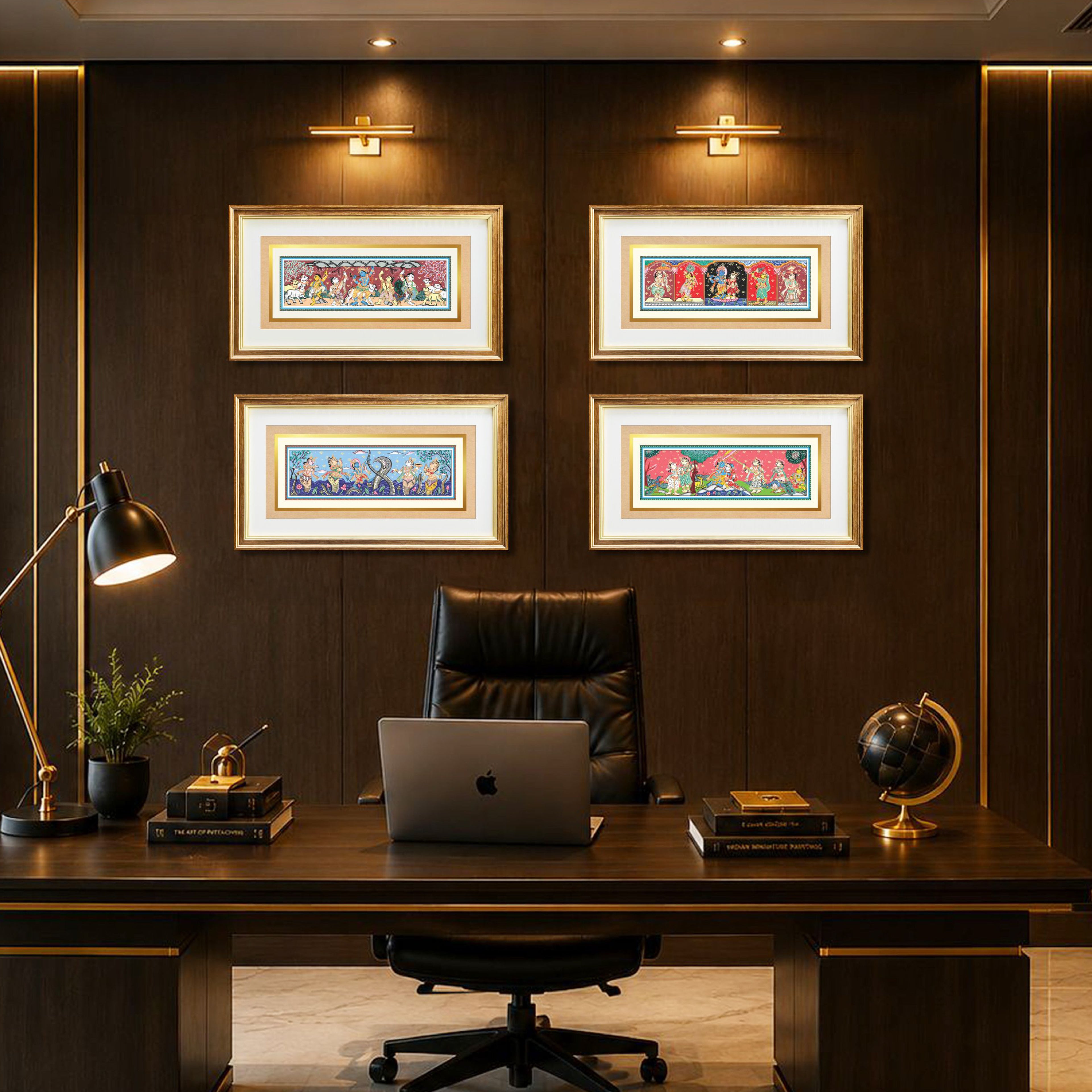 JPSR | Pattachitra Heritage Wall Art Collection | Shri Krishna Leela | Set 6 - 10 | Luxury Cultural Décor