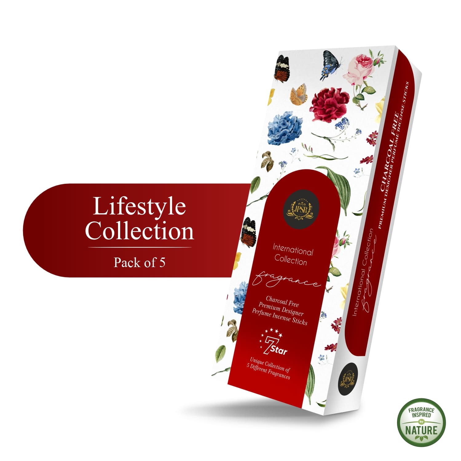 JPSR Prabhu Shriram Lifestyle International Perfumes Premium Incense Sticks Gift Box – Pack of 5 Perfumes