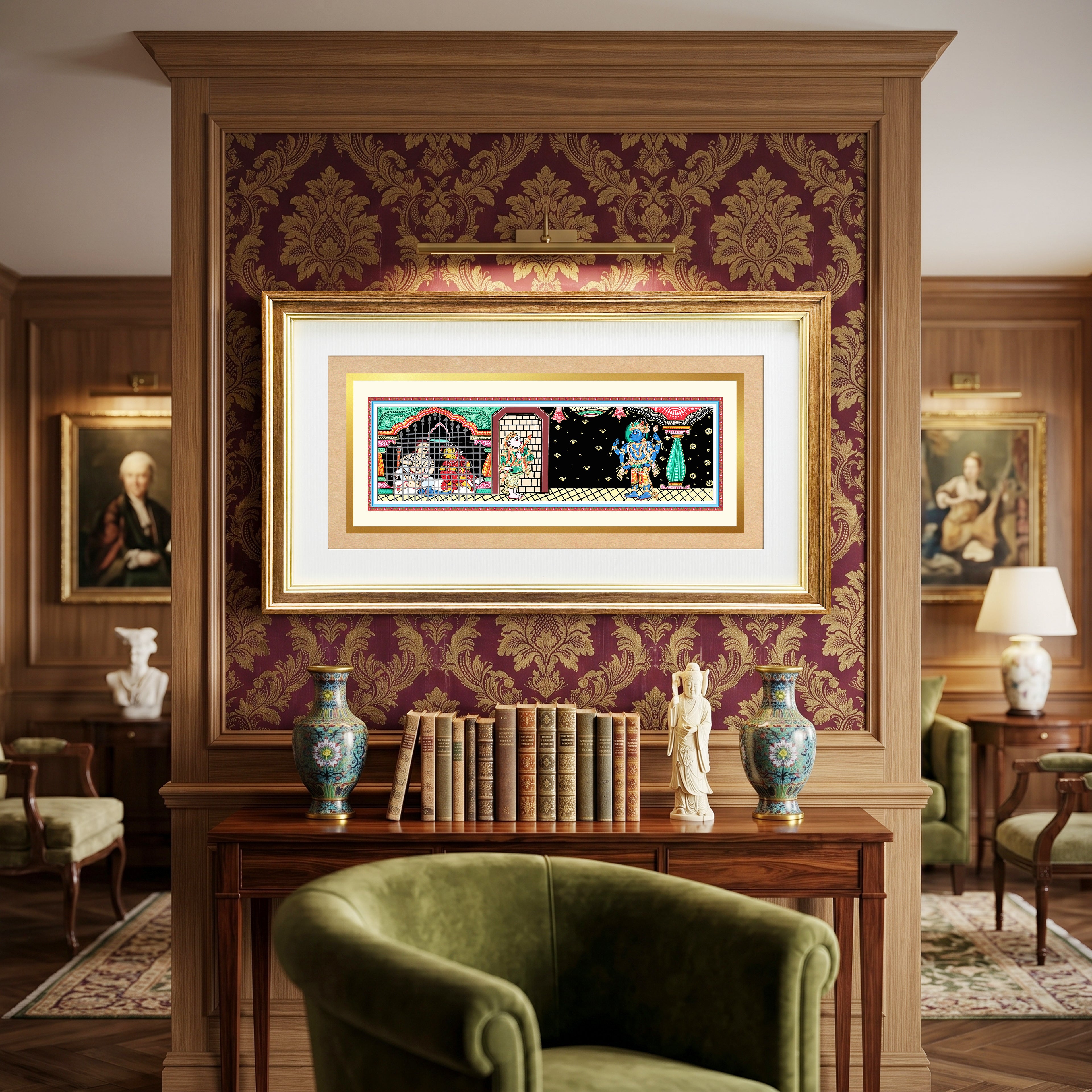 JPSR | Pattachitra Heritage Wall Art Collection | Shri Krishna Leela | Set 1 - 5 | Luxury Cultural Décor