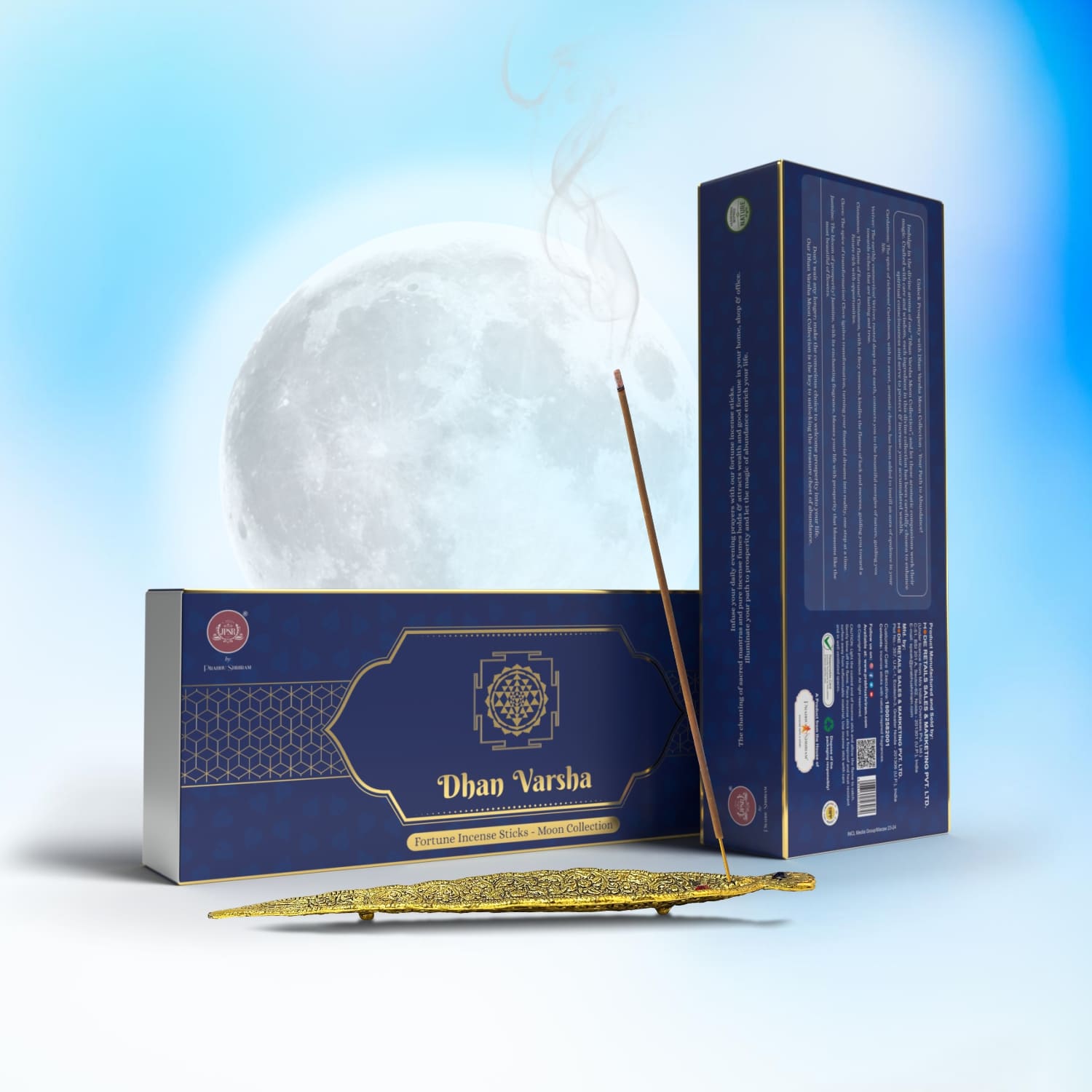 JPSR Dhan Varsha Moon Collection Fortune Luxury Incense Sticks – Set of 5