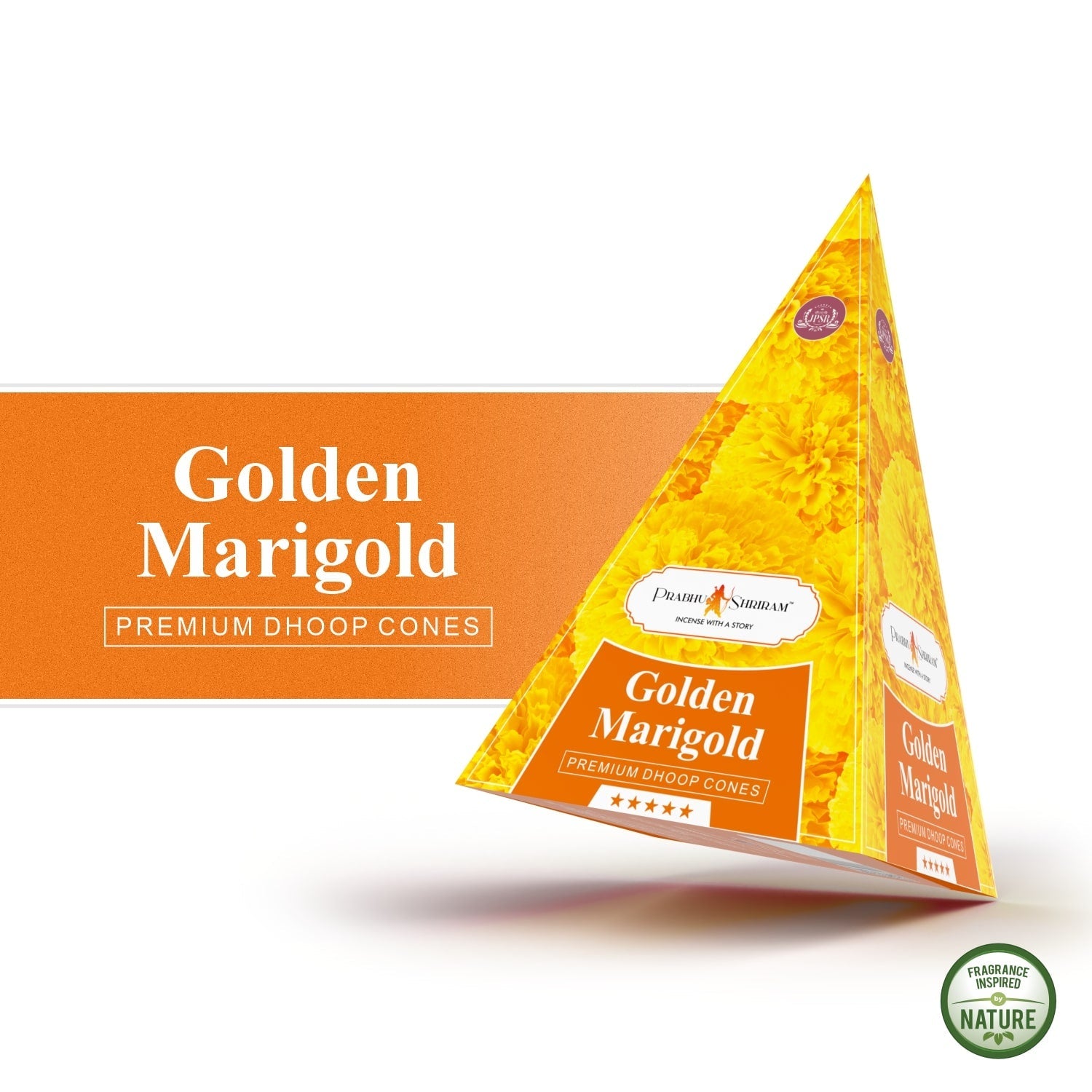 JPSR Prabhu Shriram Golden Marigold Pyramid Luxury Incense Cones