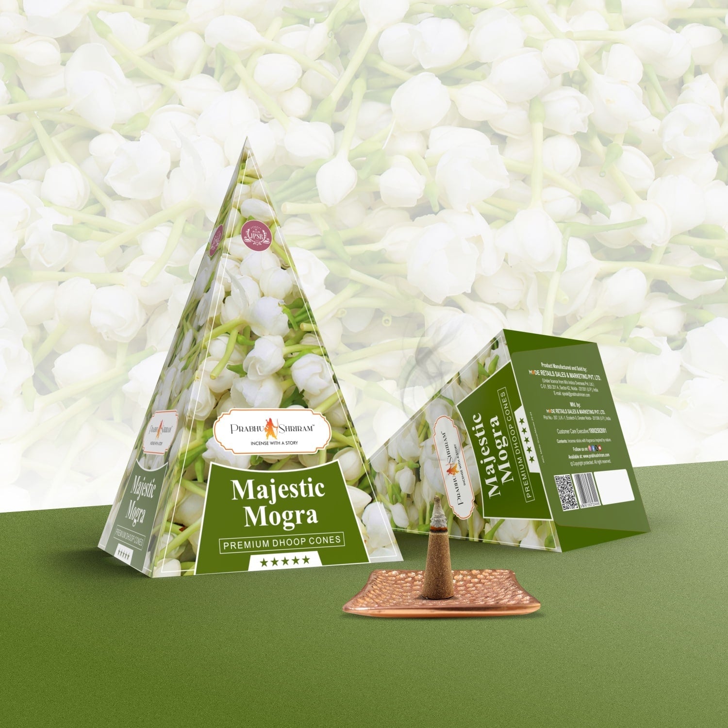 JPSR Prabhu Shriram Majestic Mogra Pyramid Luxury Incense Cones