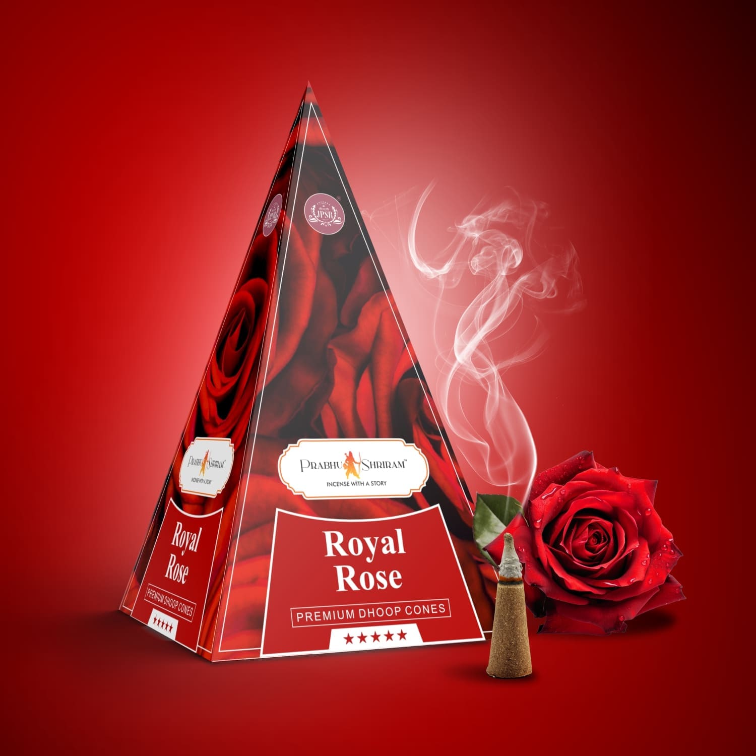 JPSR Prabhu Shriram Royal Rose Pyramid Luxury Incense Cones