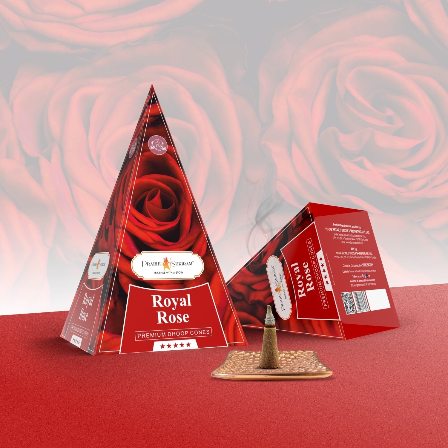 JPSR Prabhu Shriram Royal Rose Pyramid Luxury Incense Cones