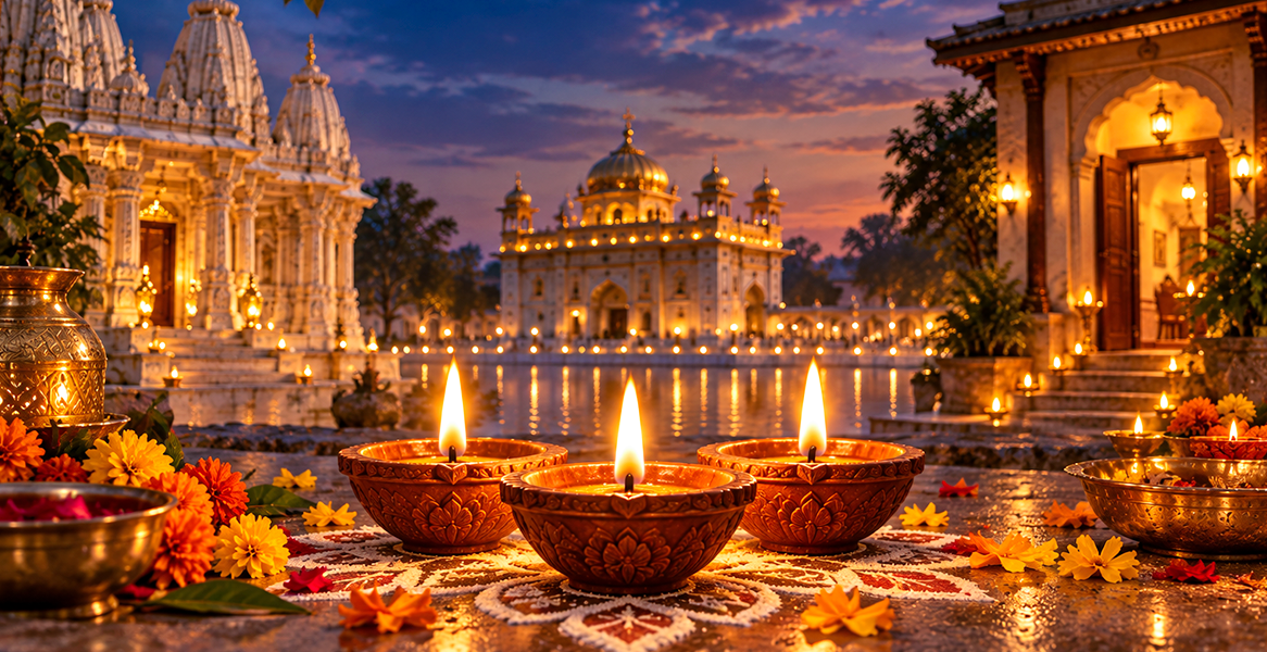 Diwali diyas celebration