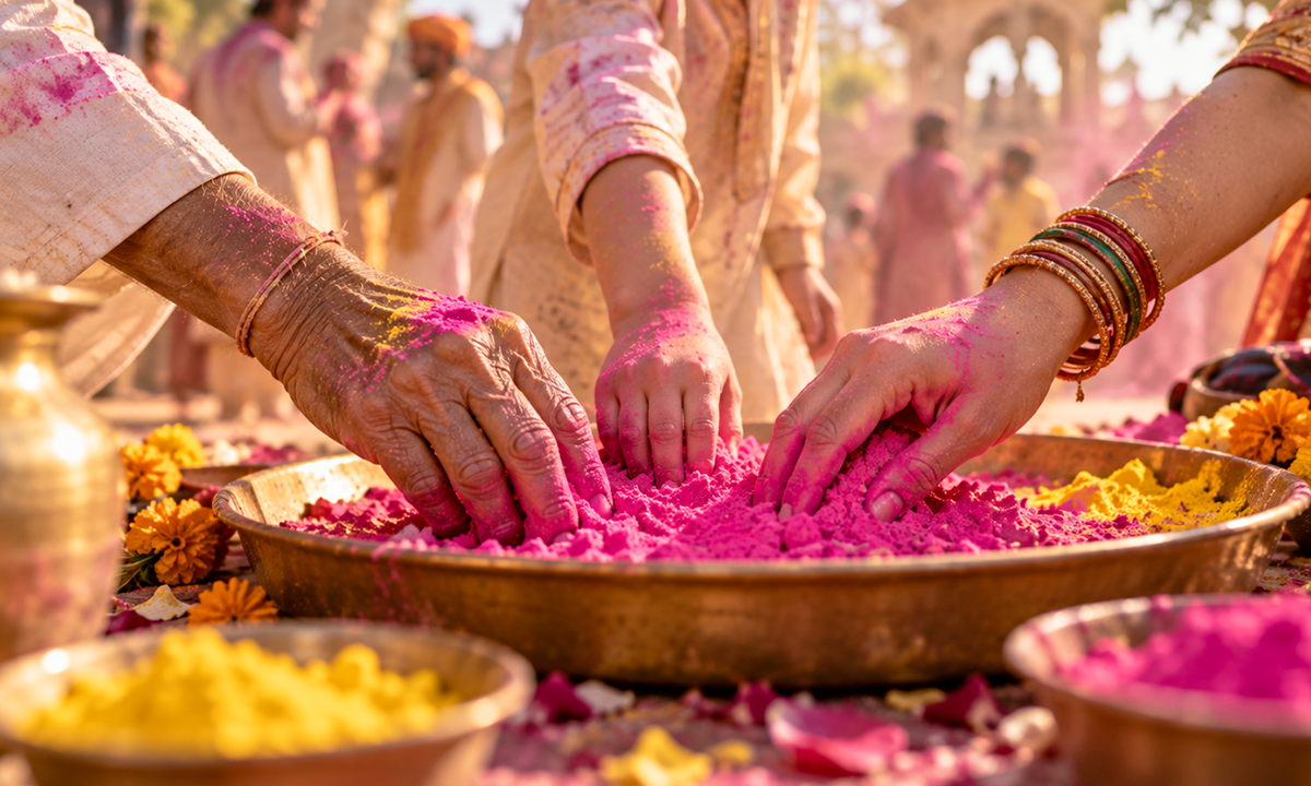 Holi celebration with colors