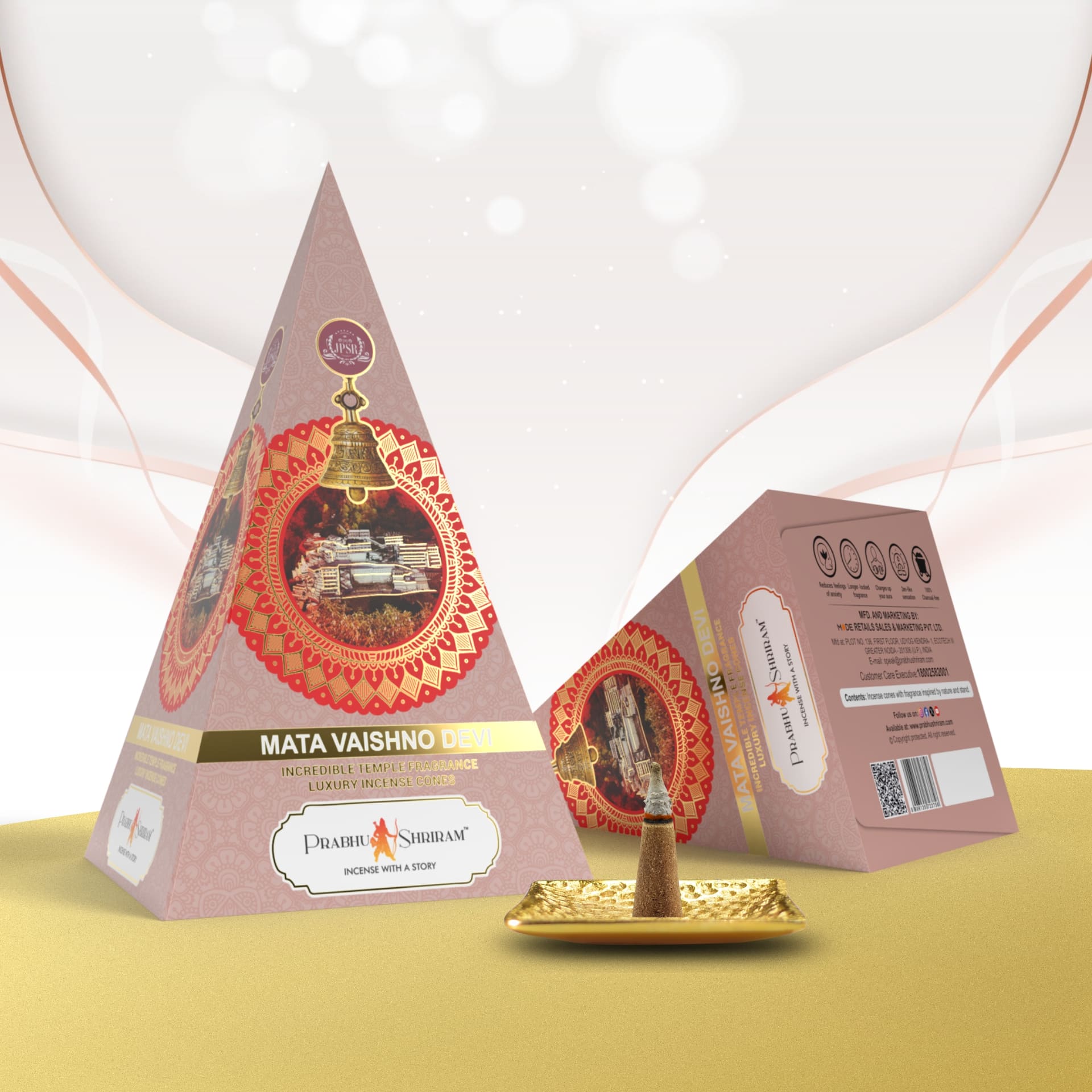 JPSR Prabhu Shriram Mata Vaishno Devi Pyramid Luxury Incense Cone