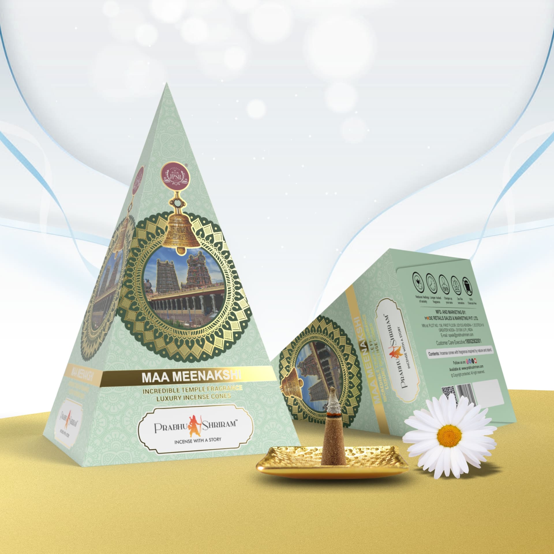 JPSR Prabhu Shriram Maa Meenakshi Pyramid Luxury Incense Cone