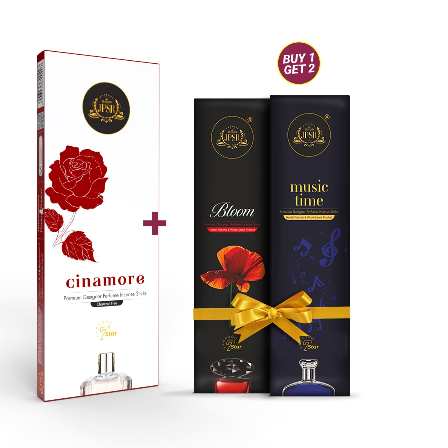 JPSR Prabhu Shriram Cinamore International Perfume Incense Sticks| Buy1 - Get -2(Bloom & Music Time)