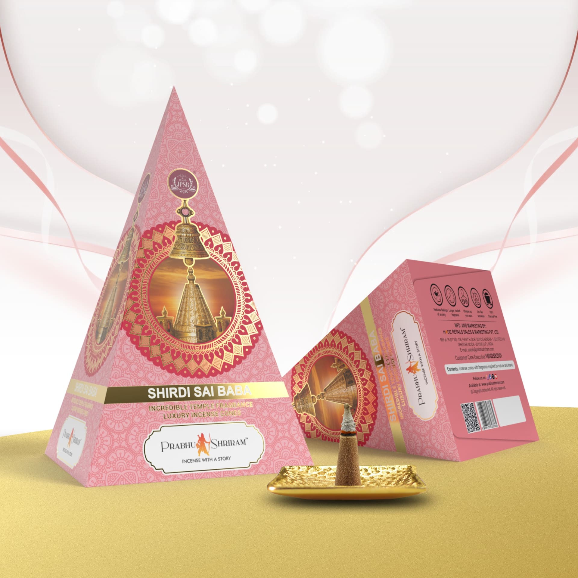 JPSR Prabhu Shriram Shirdi Sai Baba Pyramid luxury Incense Cone