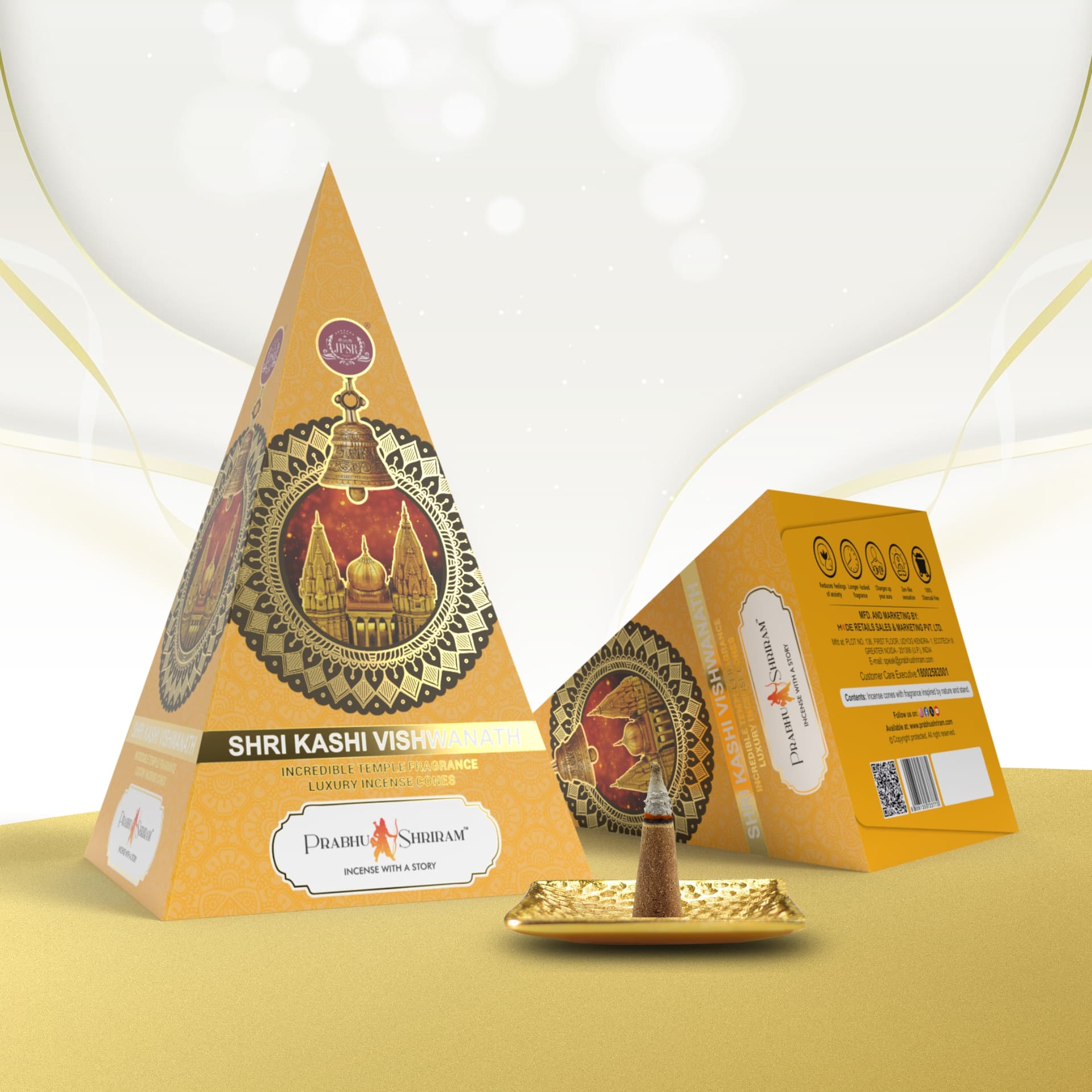 JPSR Prabhu Shriram Shri Kashi Vishwanath Pyramid Luxury Insence Cone