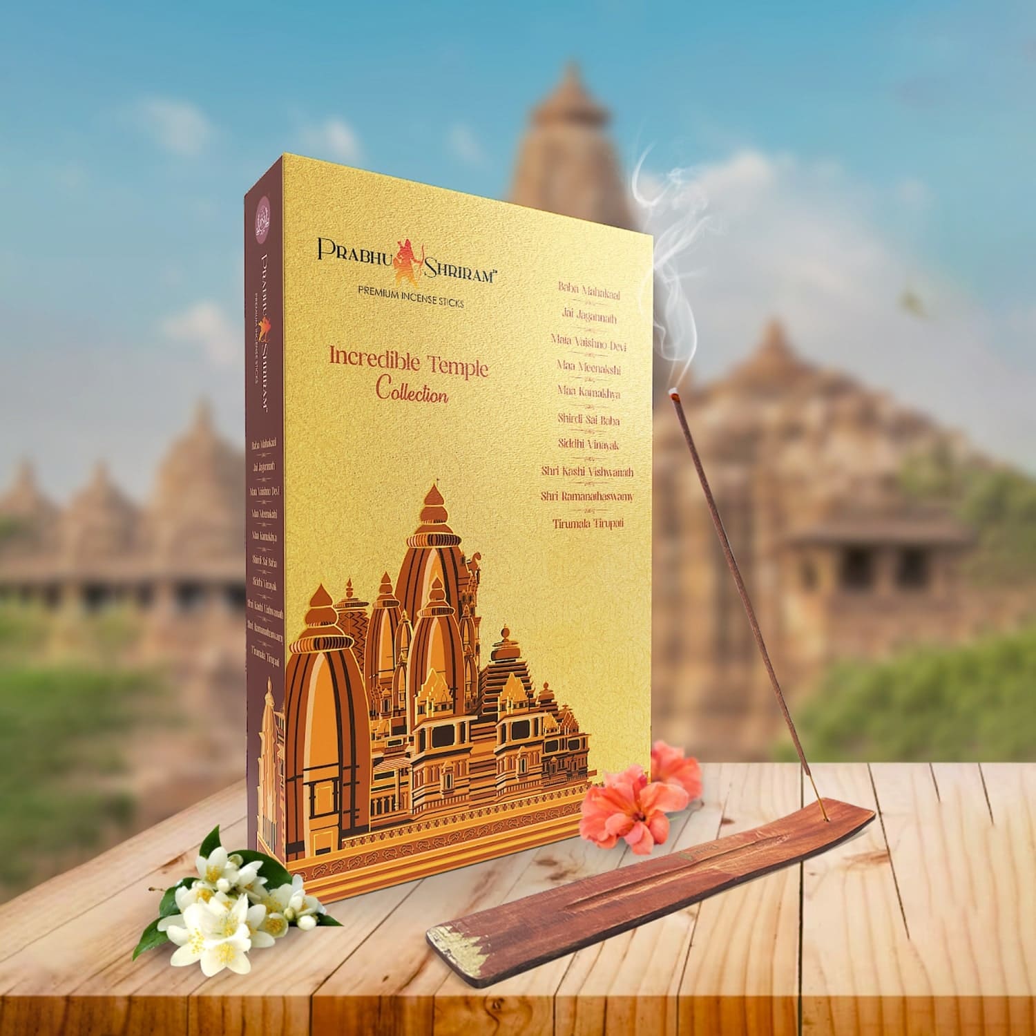 JPSR Prabhu Shriram Incredible Temple Premium Incense Sticks Gift Box – Pack of 10 Temple