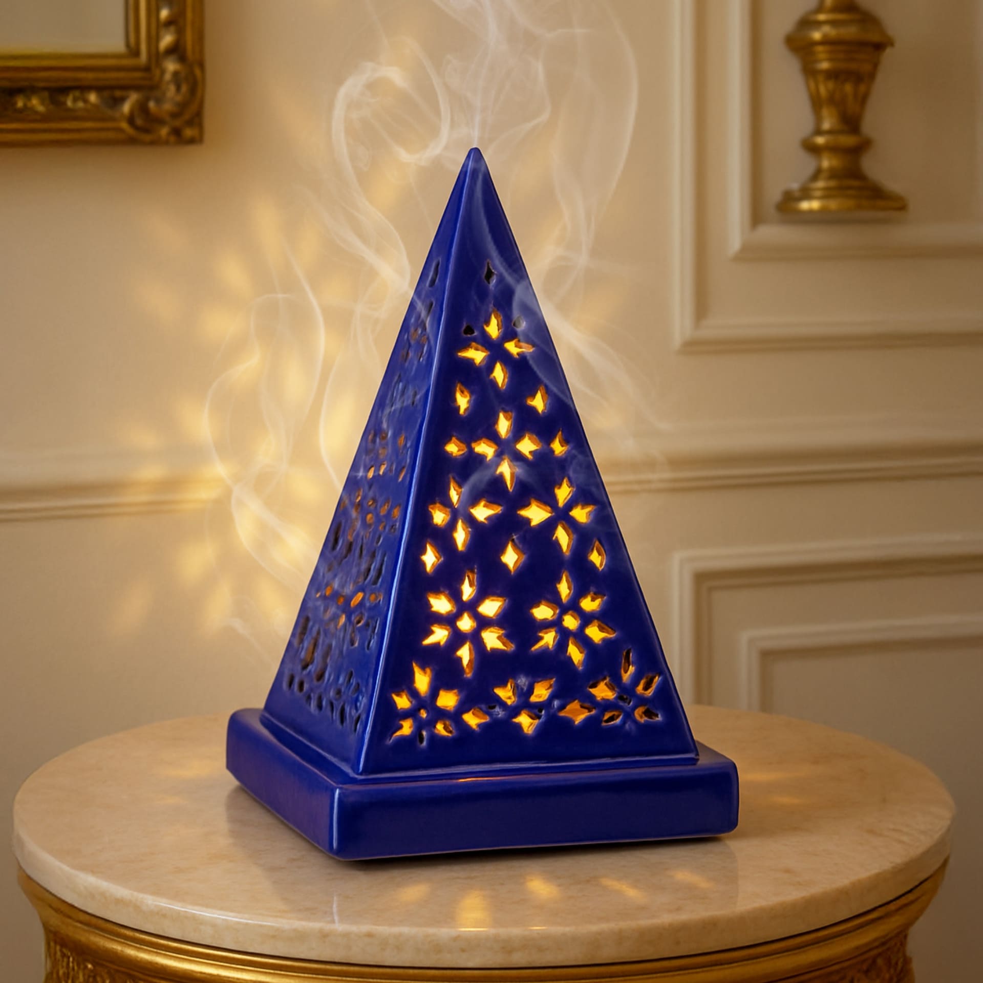 JPSR Prabhu Shriram Ceramic Pyramid Incense Cone Diffuser Blue