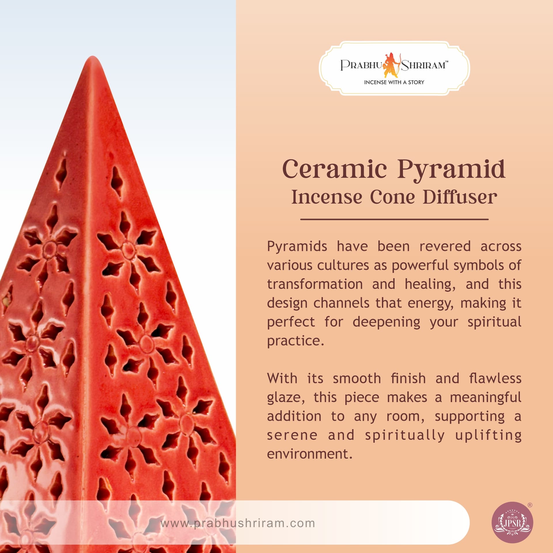 JPSR Prabhu Shriram Ceramic Pyramid Incense Cone Diffuser