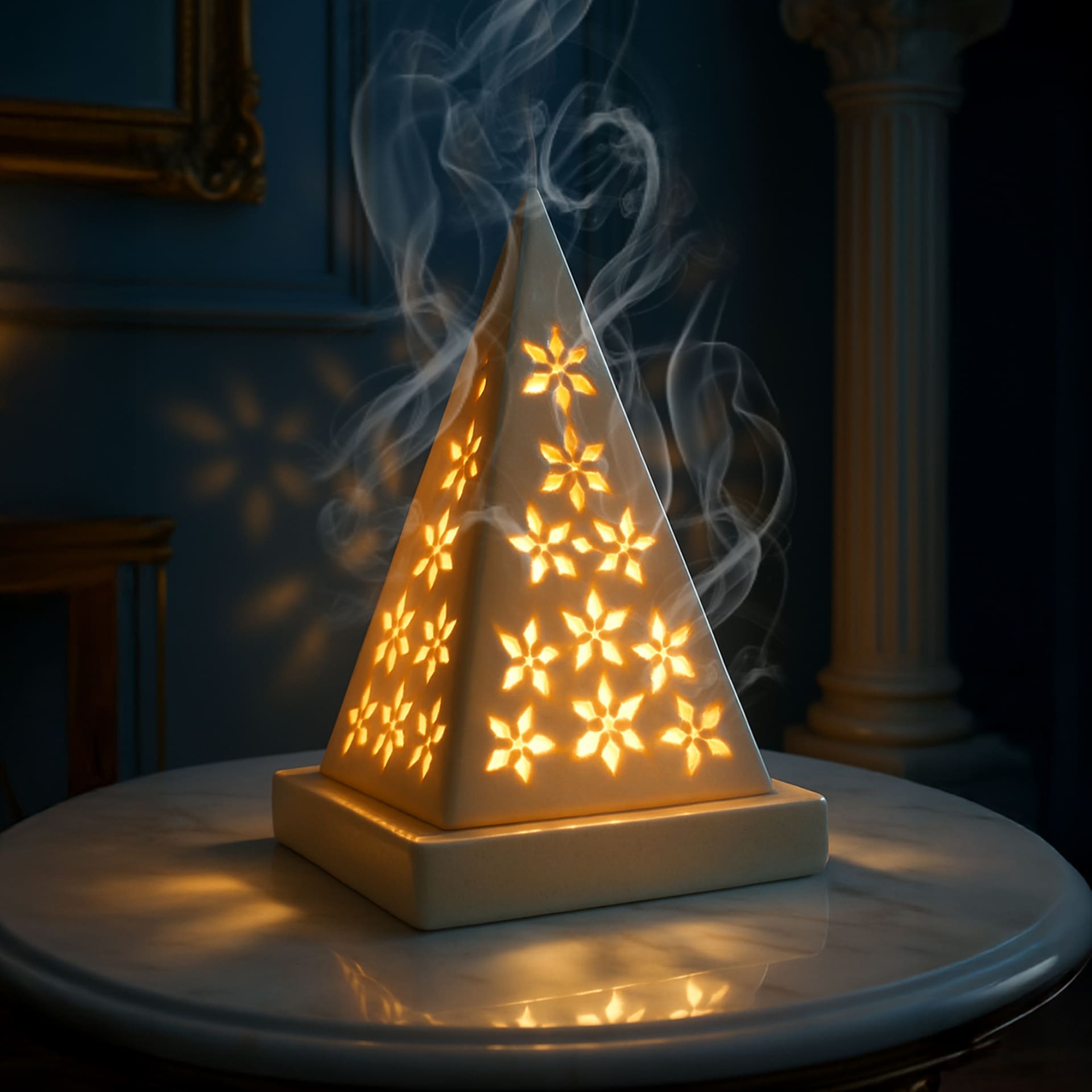 JPSR Prabhu Shriram Ceramic Pyramid Incense Cone Diffuser White