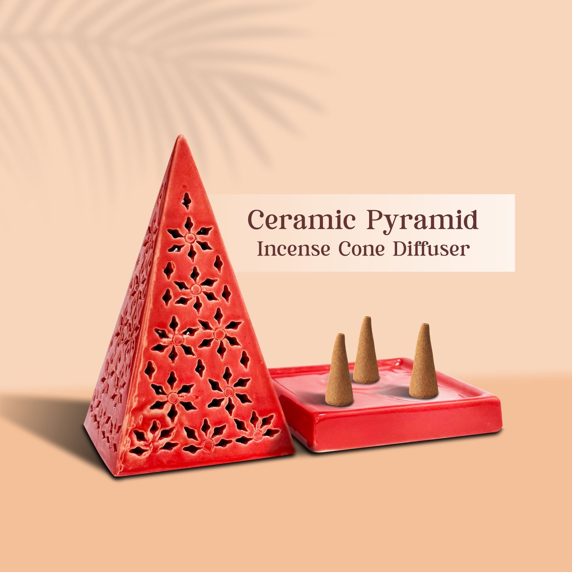 Ceramic Pyramid Incense Cone Diffuser JPSR Prabhu Shriram